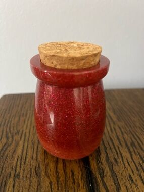 Red Glitter Cork-Top Jar - Resin